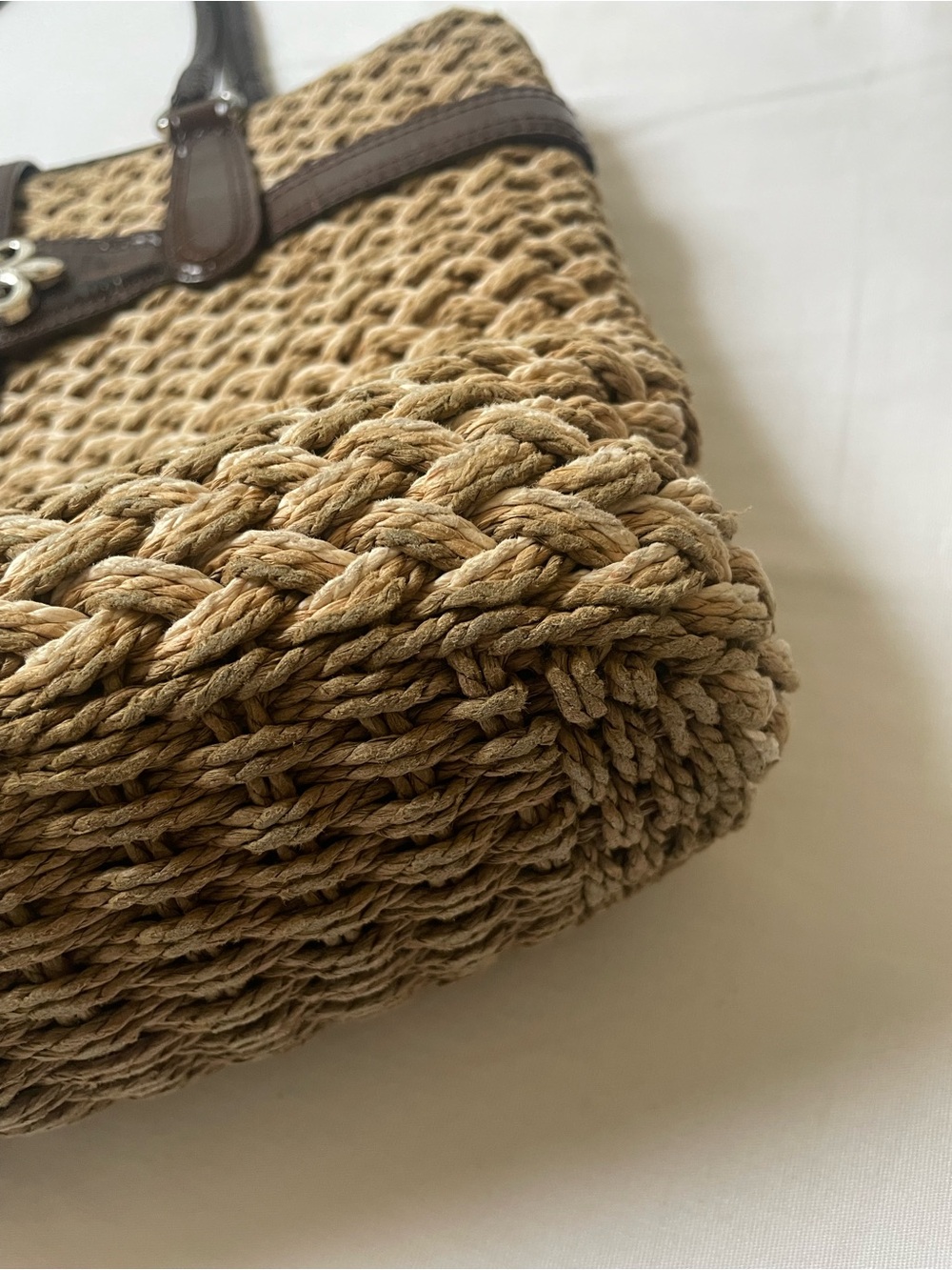 Brighton woven straw and leather trim shoulder purse - Picture 3 of 15